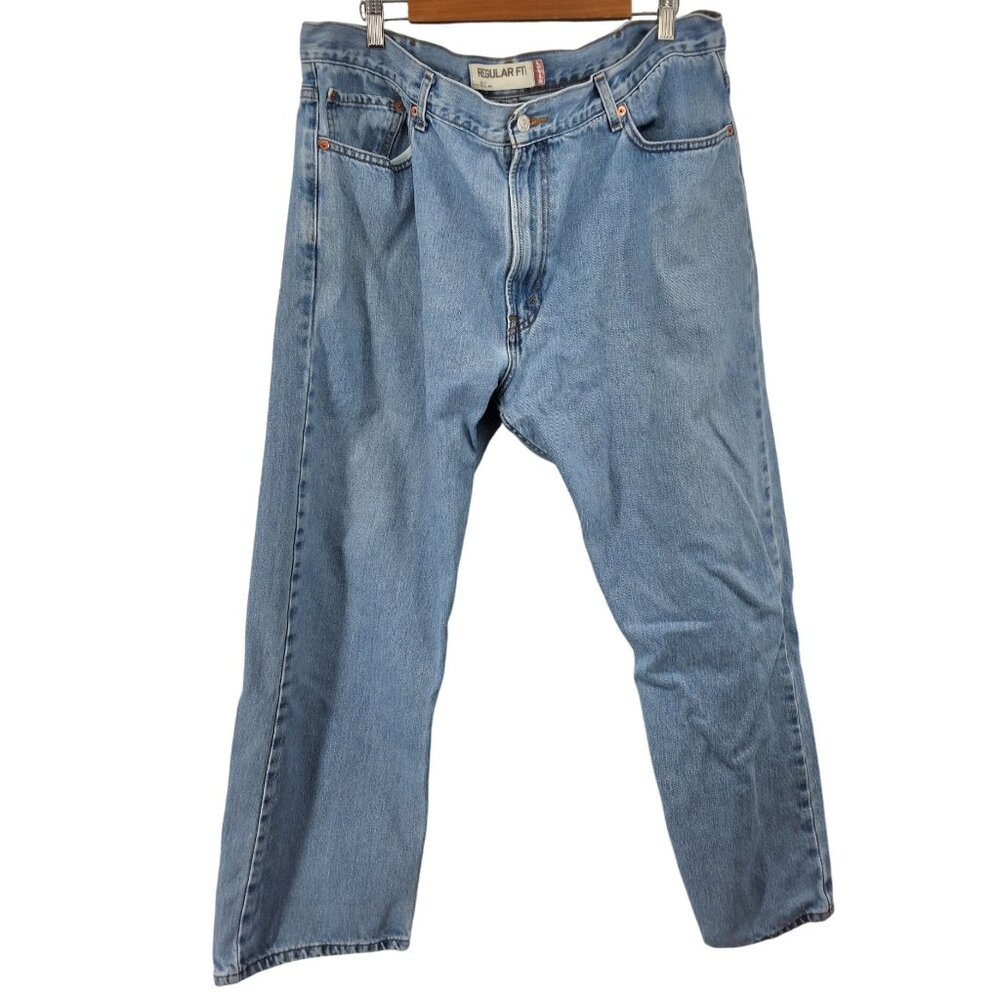 Levis 505 Regular Fit Jeans Mens Size 42x30 Light Blue Denim Classic Straight Le